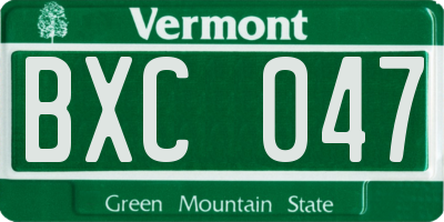 VT license plate BXC047