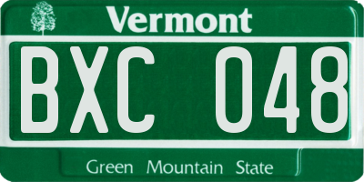 VT license plate BXC048