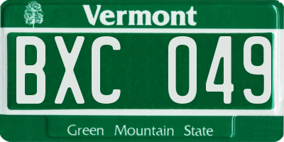VT license plate BXC049