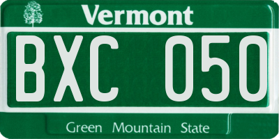 VT license plate BXC050