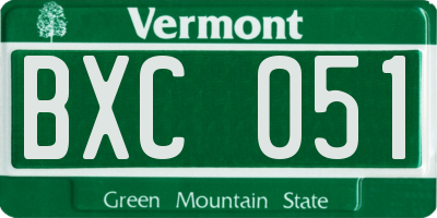 VT license plate BXC051