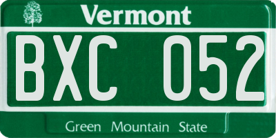 VT license plate BXC052