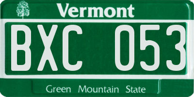 VT license plate BXC053