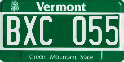 VT license plate BXC055