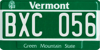 VT license plate BXC056