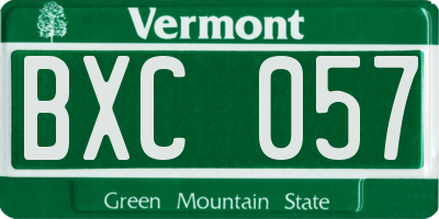 VT license plate BXC057