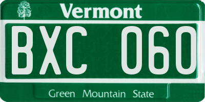 VT license plate BXC060