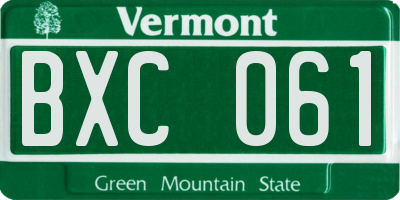 VT license plate BXC061