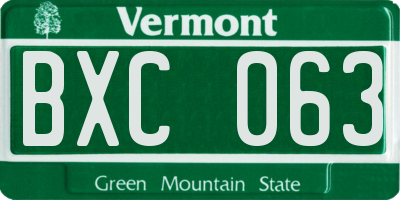 VT license plate BXC063