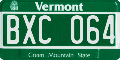 VT license plate BXC064
