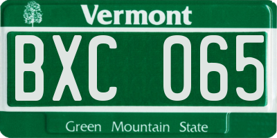 VT license plate BXC065
