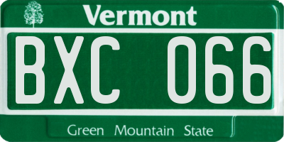 VT license plate BXC066