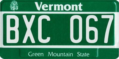 VT license plate BXC067
