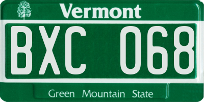 VT license plate BXC068