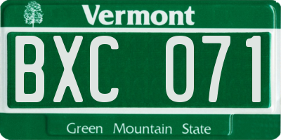 VT license plate BXC071