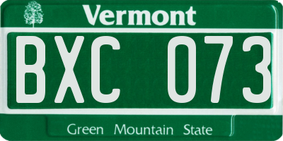 VT license plate BXC073