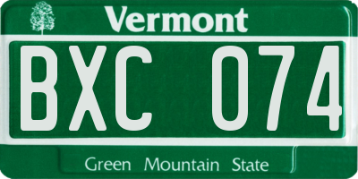 VT license plate BXC074