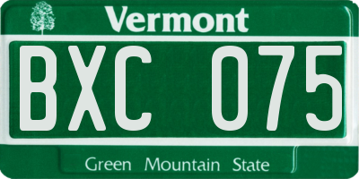 VT license plate BXC075