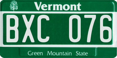VT license plate BXC076