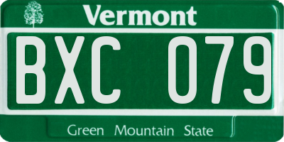 VT license plate BXC079