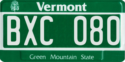 VT license plate BXC080