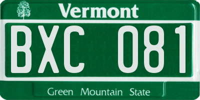 VT license plate BXC081
