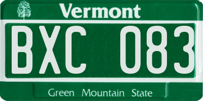 VT license plate BXC083