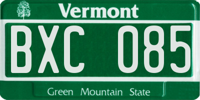 VT license plate BXC085