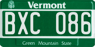 VT license plate BXC086