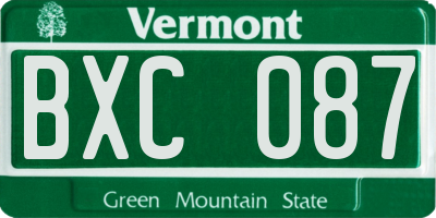 VT license plate BXC087