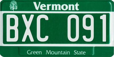 VT license plate BXC091