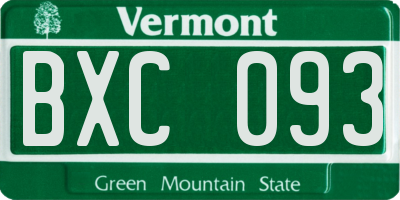 VT license plate BXC093
