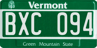 VT license plate BXC094