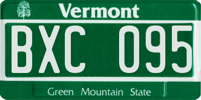VT license plate BXC095