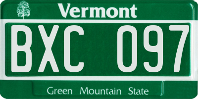 VT license plate BXC097