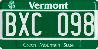 VT license plate BXC098