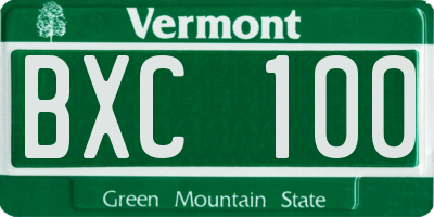 VT license plate BXC100