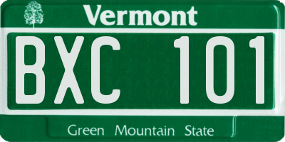 VT license plate BXC101