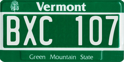VT license plate BXC107