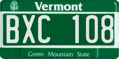 VT license plate BXC108