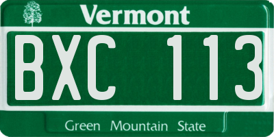 VT license plate BXC113