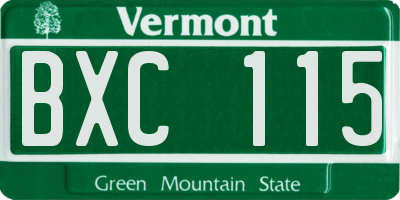 VT license plate BXC115