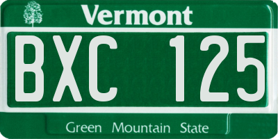 VT license plate BXC125