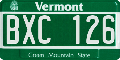 VT license plate BXC126