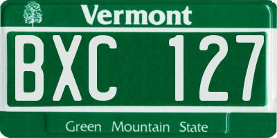 VT license plate BXC127