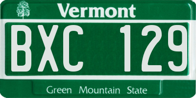 VT license plate BXC129