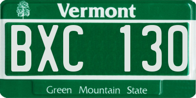 VT license plate BXC130