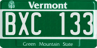 VT license plate BXC133