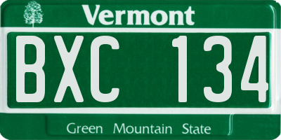 VT license plate BXC134