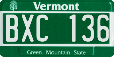 VT license plate BXC136